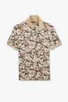 Polo blanc imprimé fleurs à manches courtes