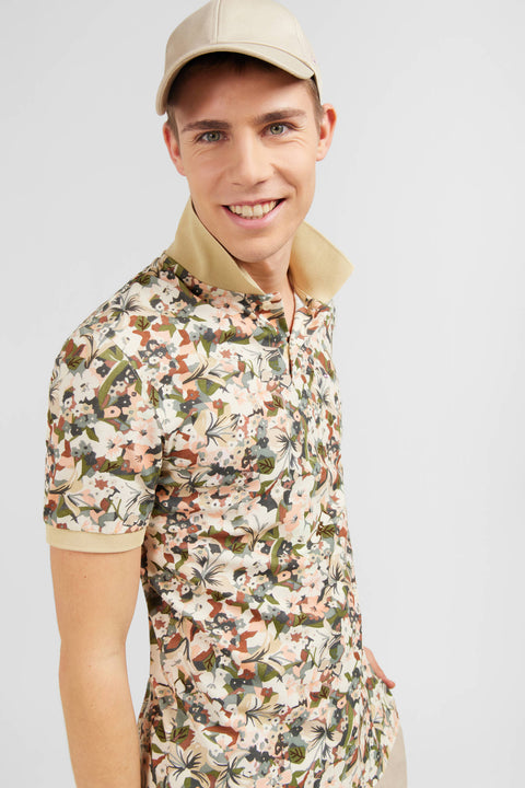 Polo blanc imprimé fleurs à manches courtes - Image 3