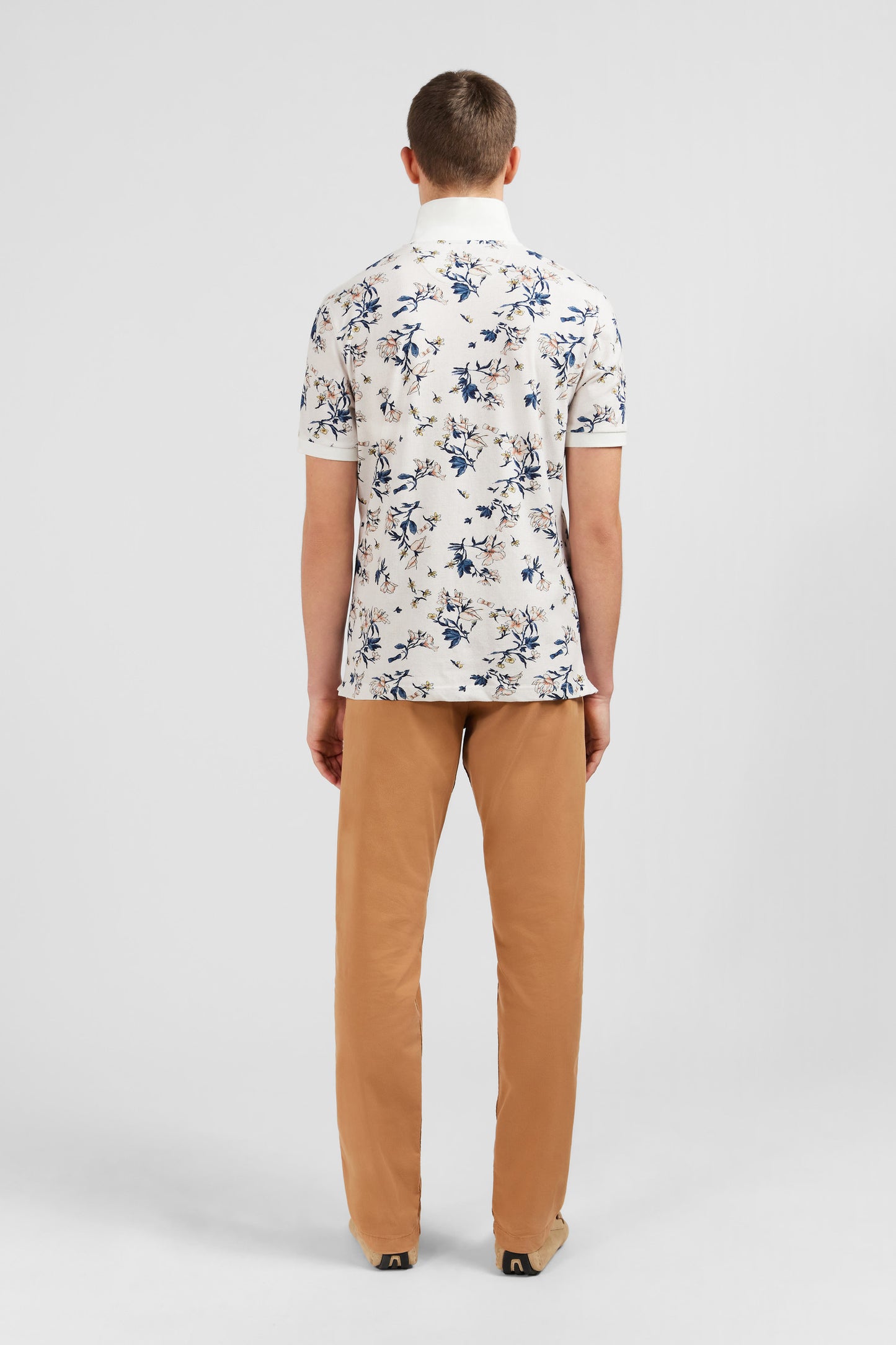 Polo blanc imprimé exclusif fleuri