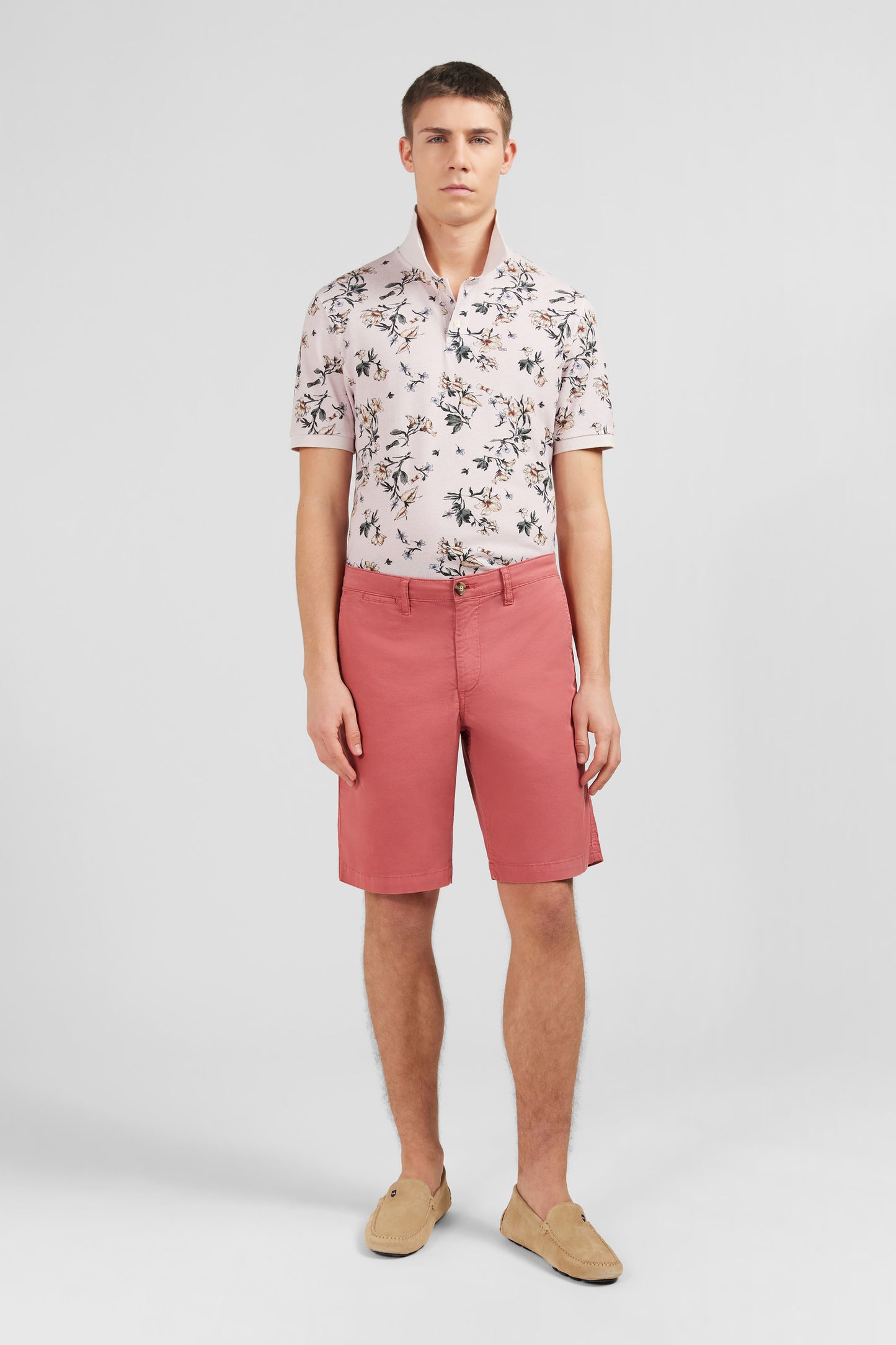 Polo rose imprimé exclusif fleuri
