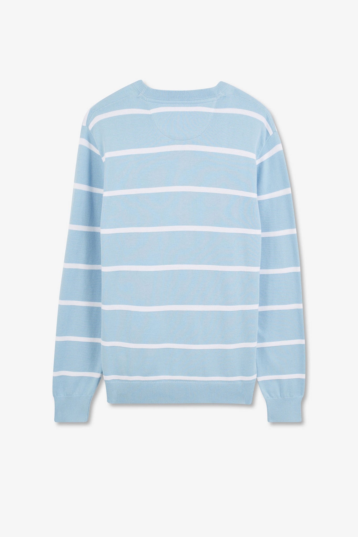 Pull jeu de maille rayé bleu clair