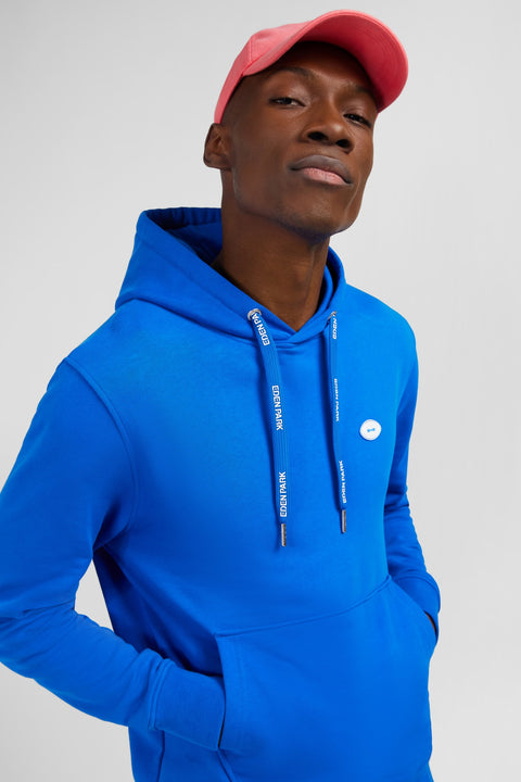 Sweat bleu uni à capuche - Image 3