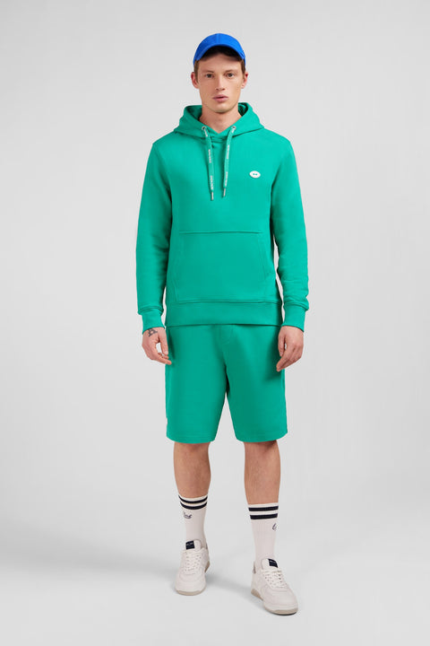 Sweat vert uni à capuche - Image 1