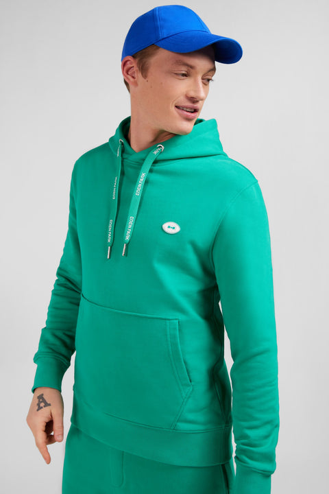 Sweat vert uni à capuche - Image 3