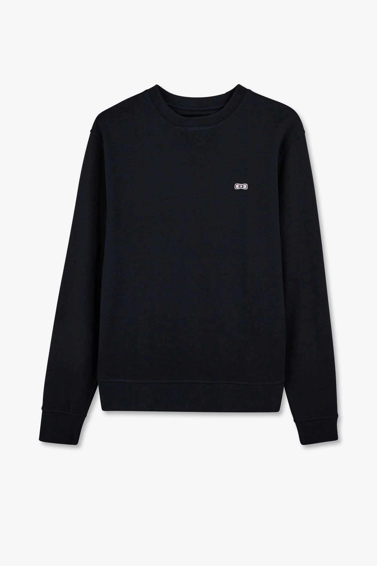 Sweatshirt à col rond en molleton marine emblème nœud papillon