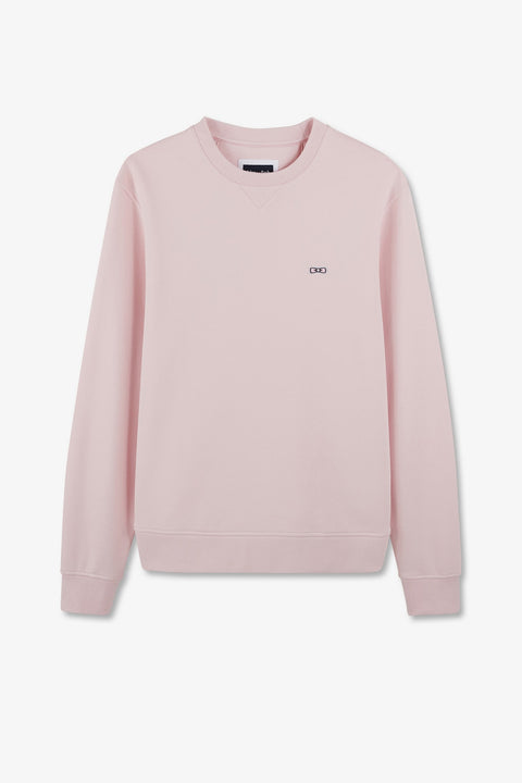 Pink fleece round-neck sweatshirt with bow tie embroidery - Image 2