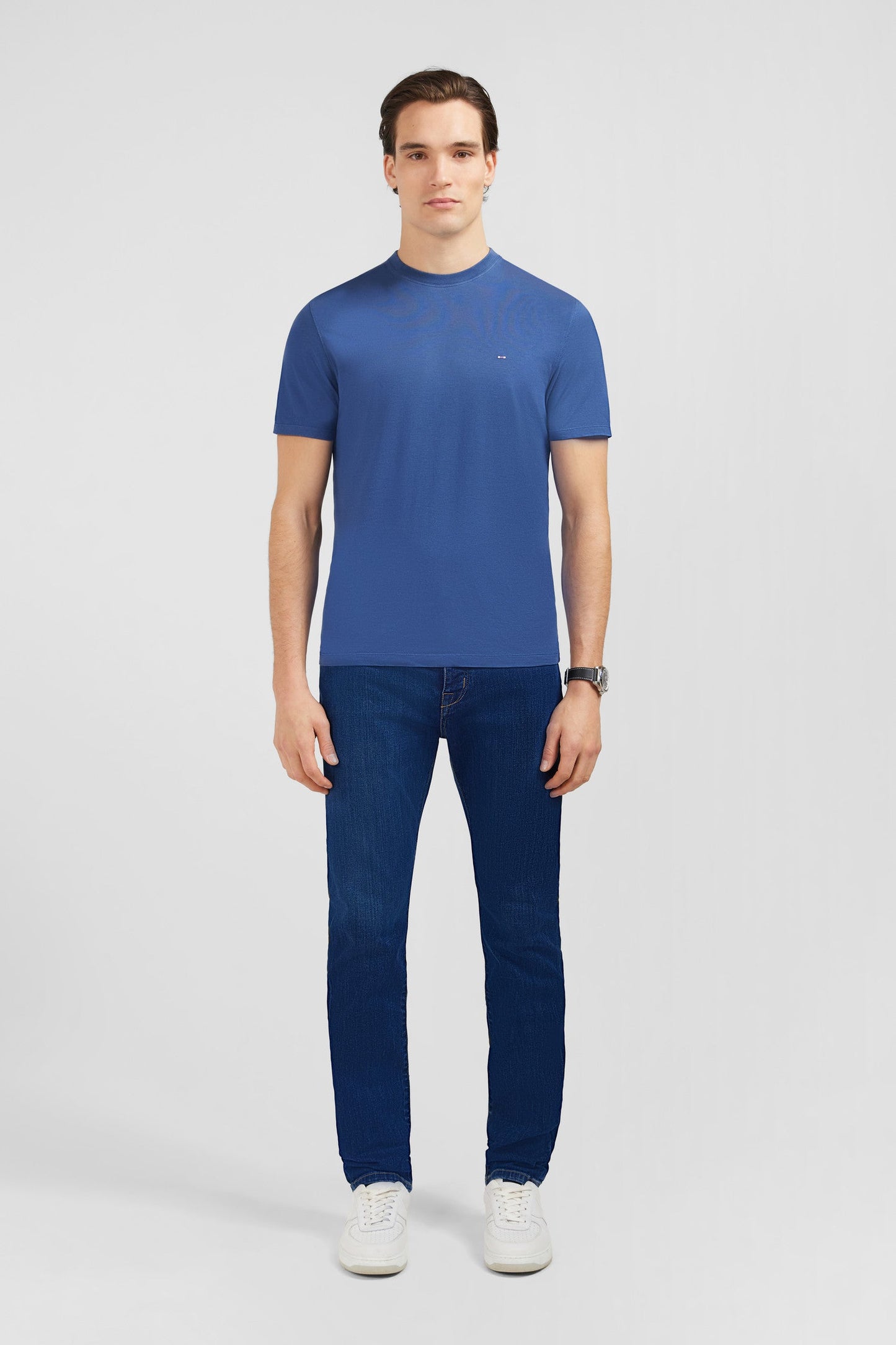 T-shirt manches courtes bleu uni - Image 1