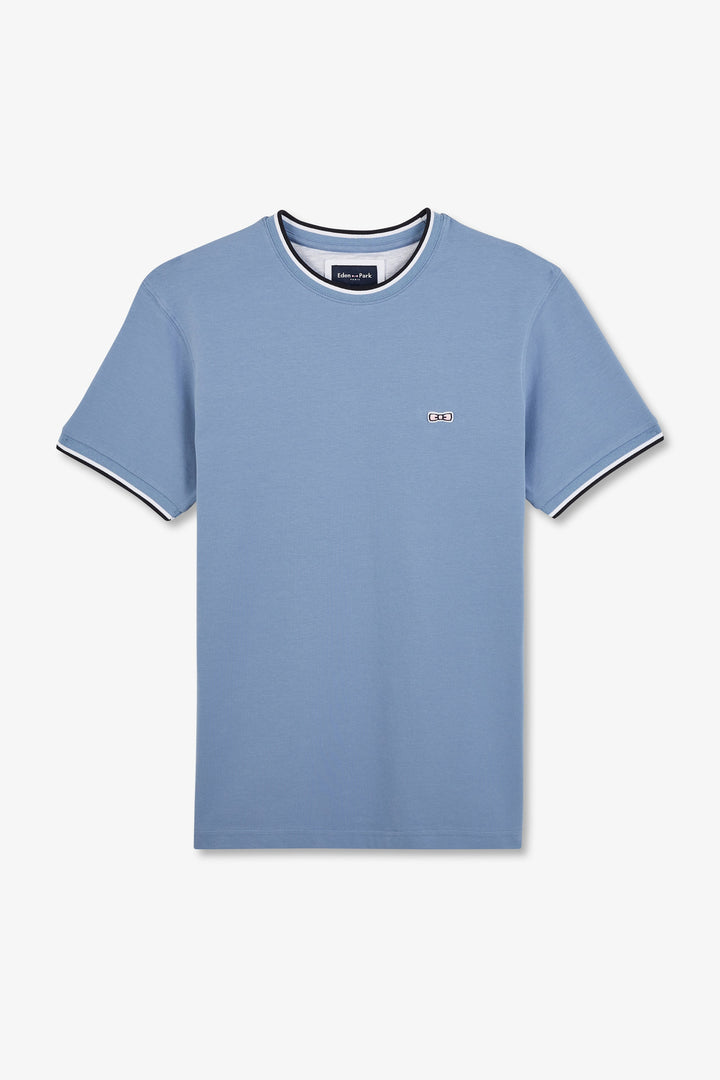 T-shirt bleu uni à manches courtes alt view