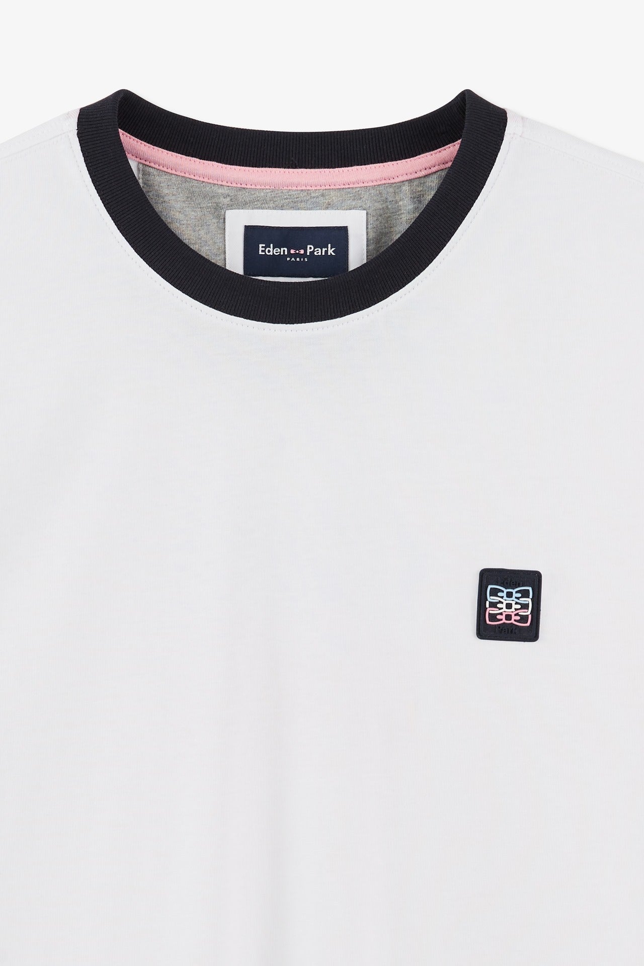 T-shirt manches courtes blanc en coton détails emblème - Image 8