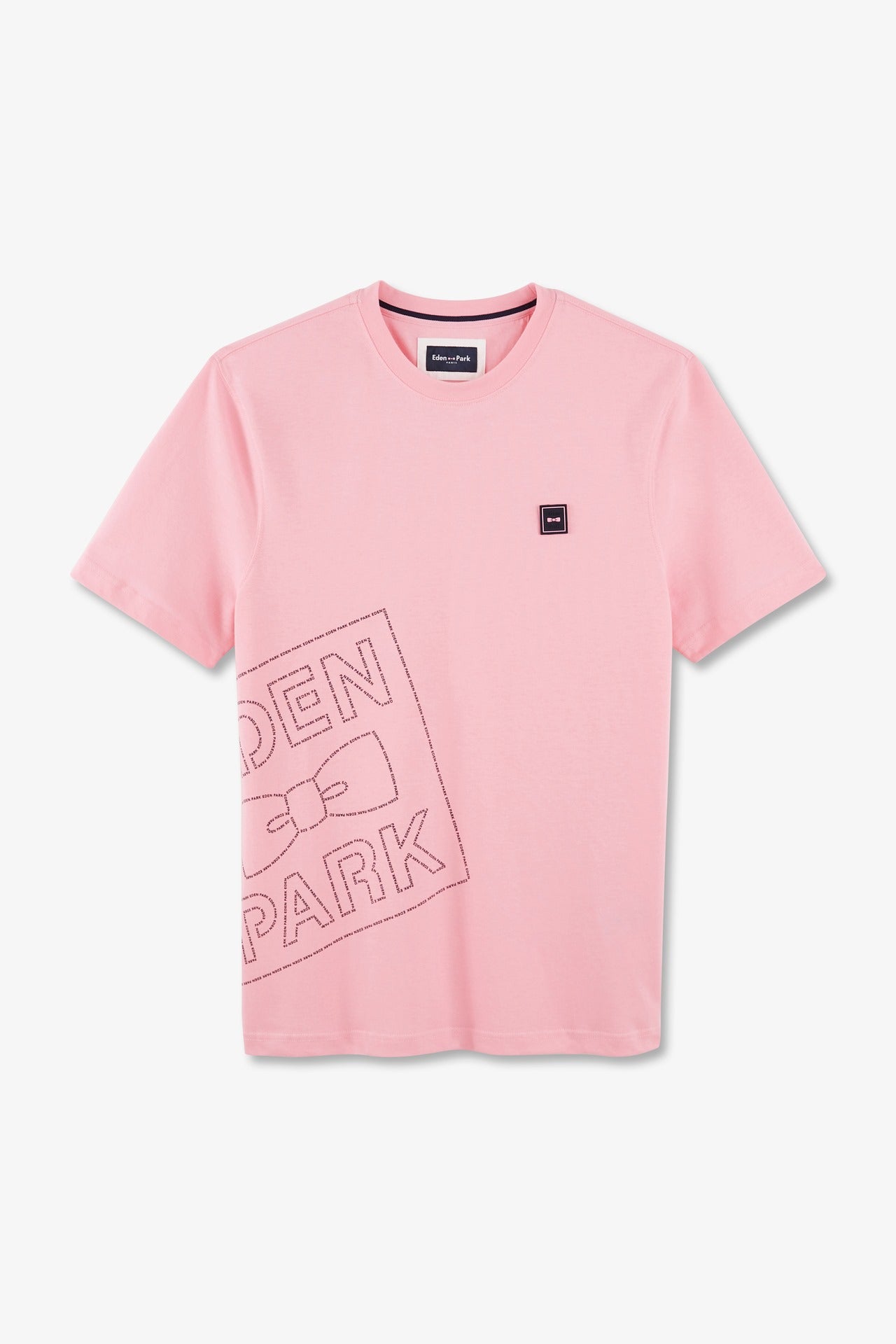 T-shirt manches courtes rose en coton sérigraphie Eden Park - Image 2