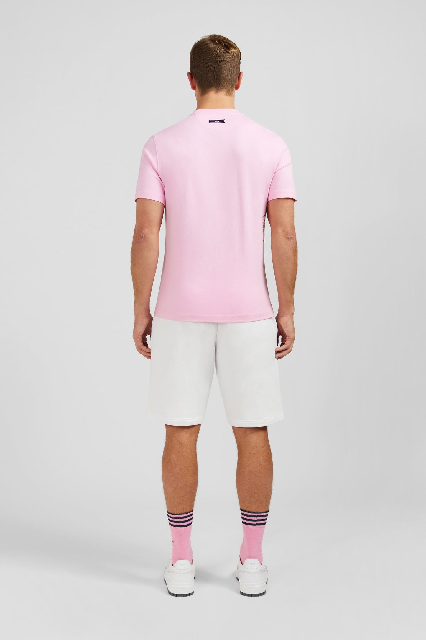 T-shirt manches courtes rose en coton sérigraphie Eden Park - Image 7