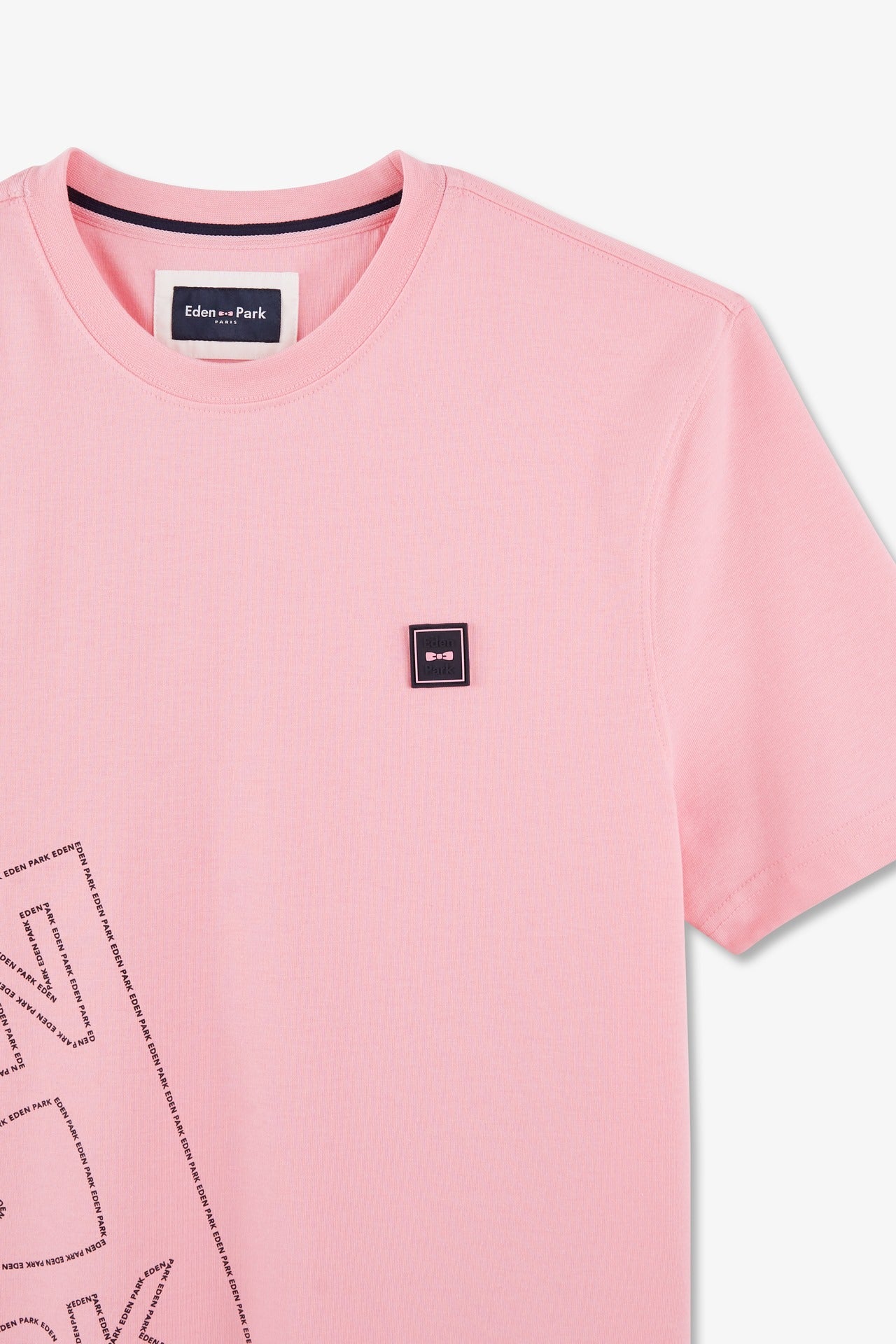 T-shirt manches courtes rose en coton sérigraphie Eden Park - Image 8