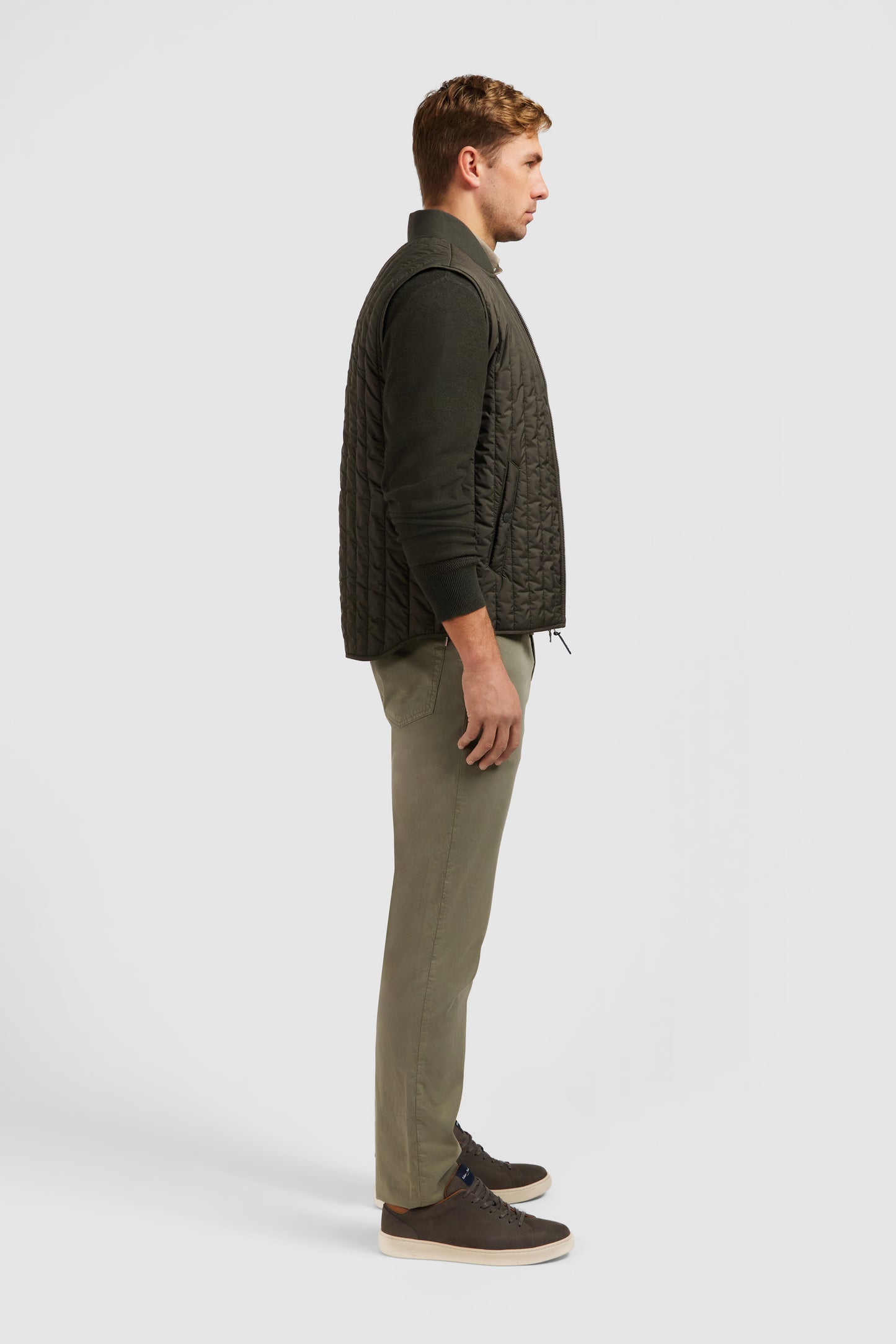 Khaki sleeveless puffa jacket