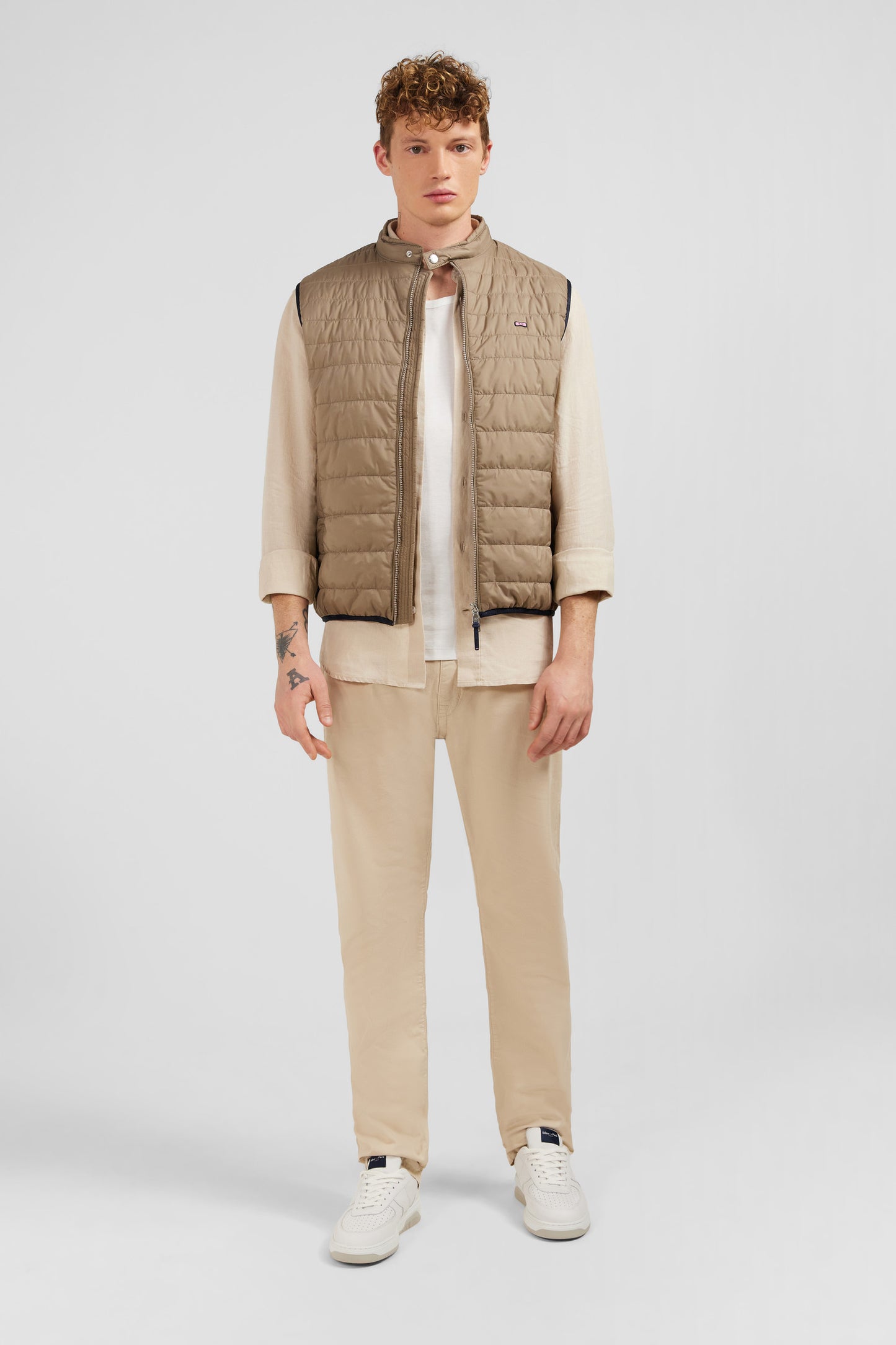 Doudoune beige sans manches
