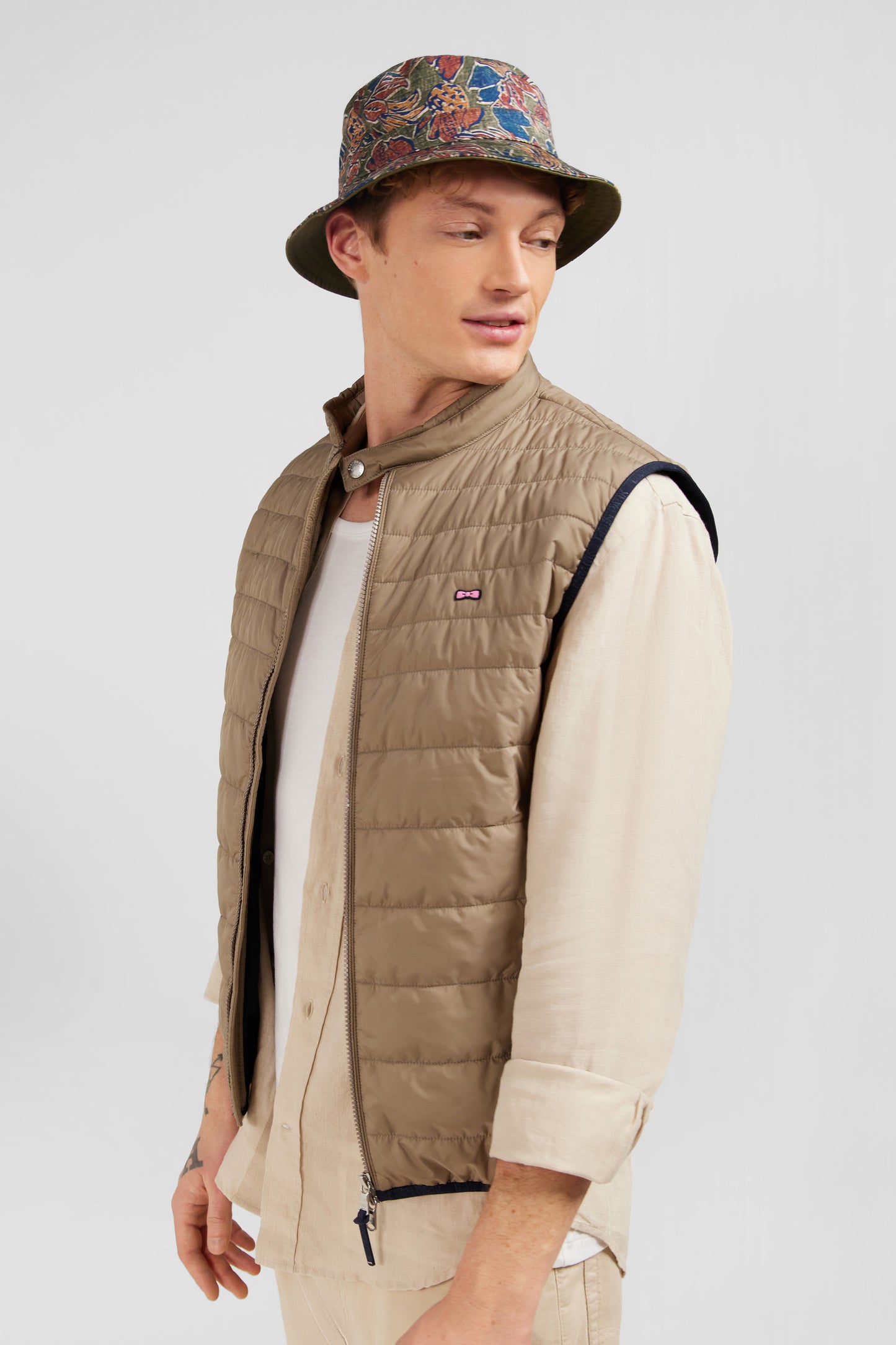 Doudoune beige sans manches