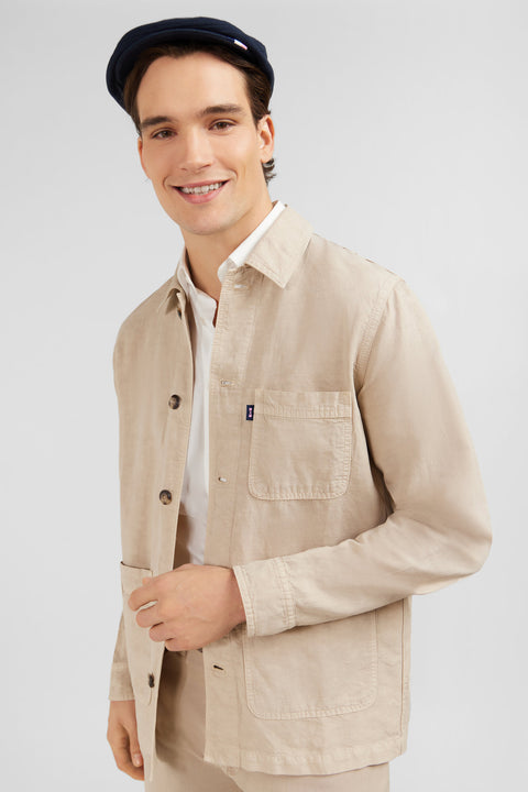 Plain beige overshirt - Image 3