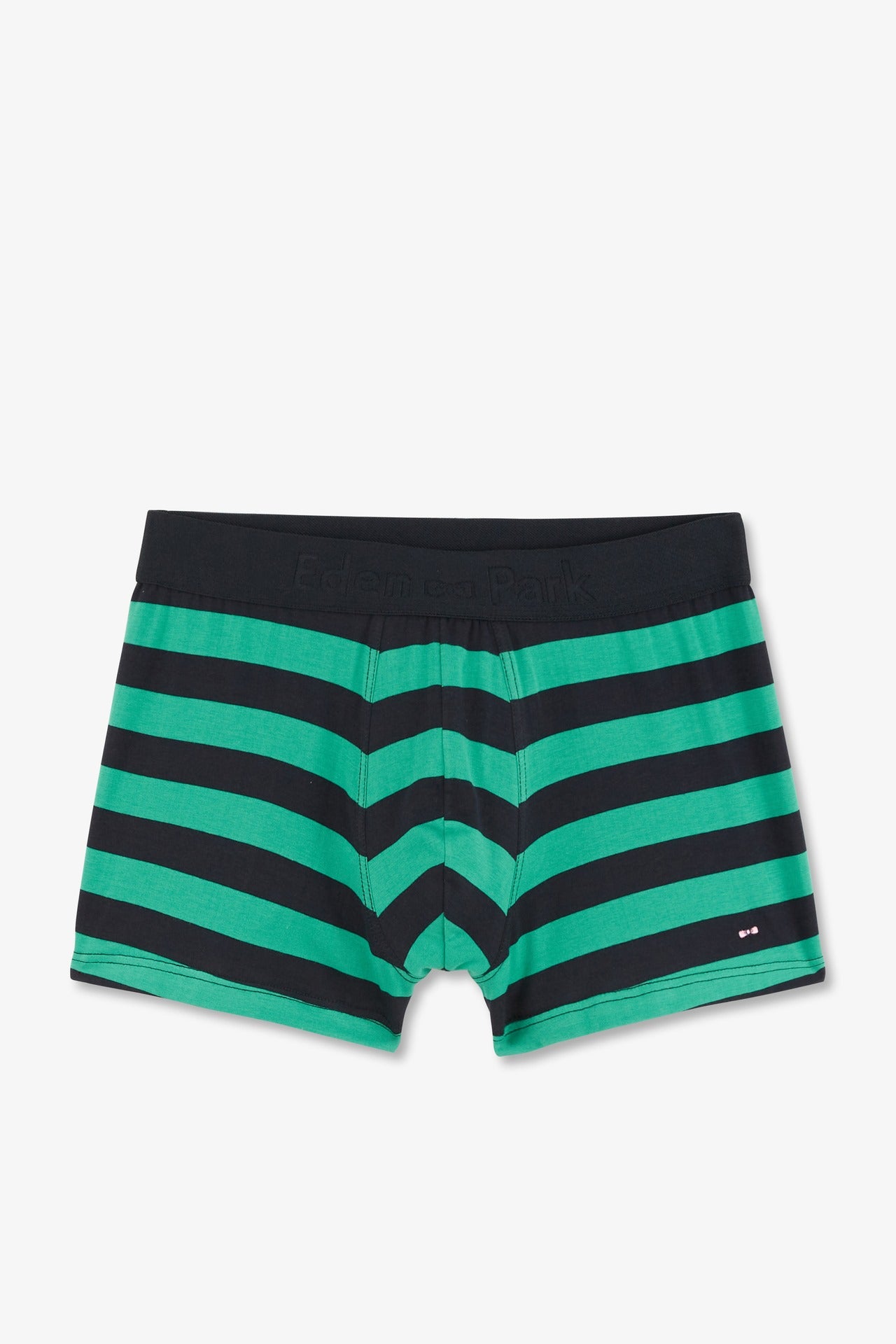 Navy and green striped boxers in stretch cotton - Image 3