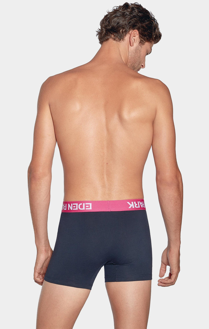 Boxer marine à ceinture élastique rose en coton stretch alt view