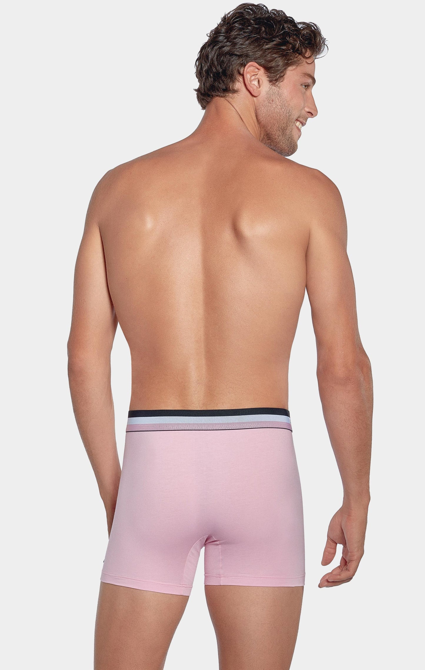 Pack de 2 boxers rose et bleu uni ceinture contrastante - Image 4