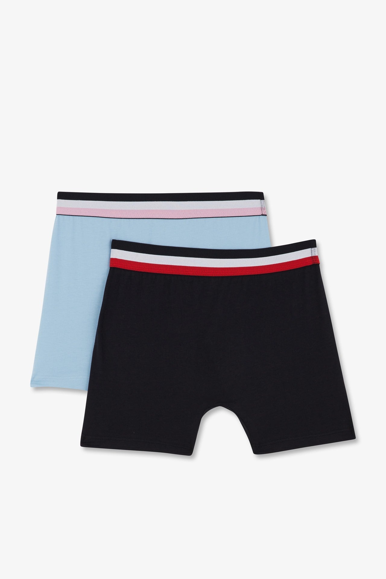 Pack of 2 sky blue and plain blue boxer shorts with contrasting waistband - Image 5