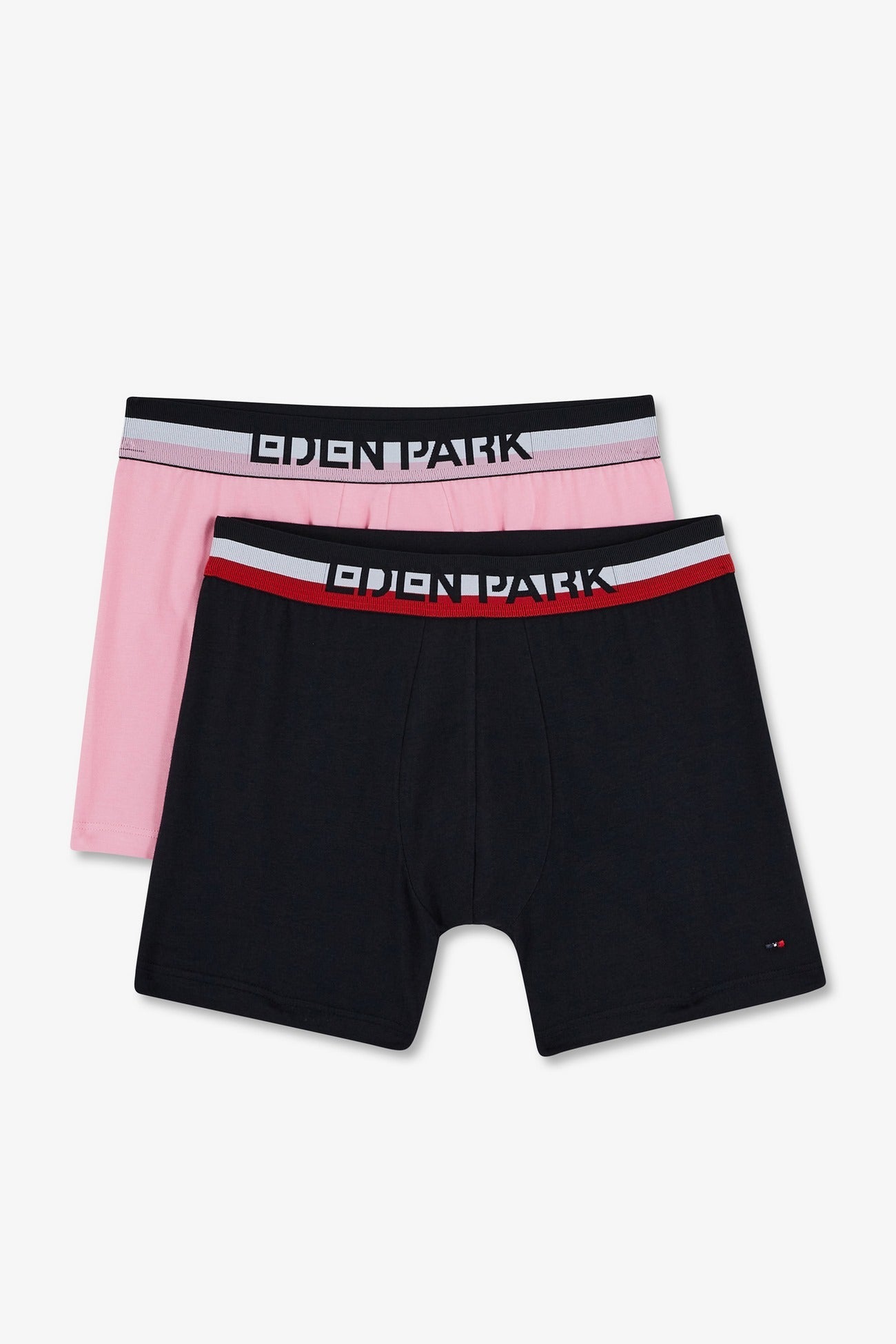 Pack de 2 boxers rose et bleu uni ceinture contrastante - Image 2