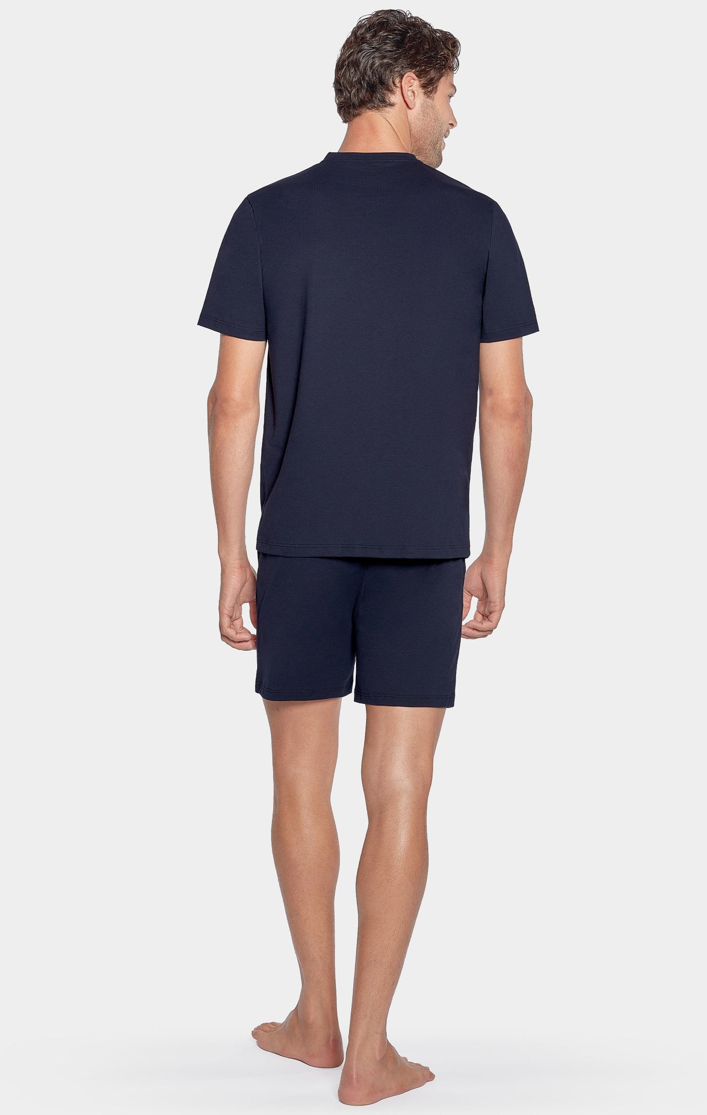Pyjama court marine à logo Eden Park en jersey coton - Image 2