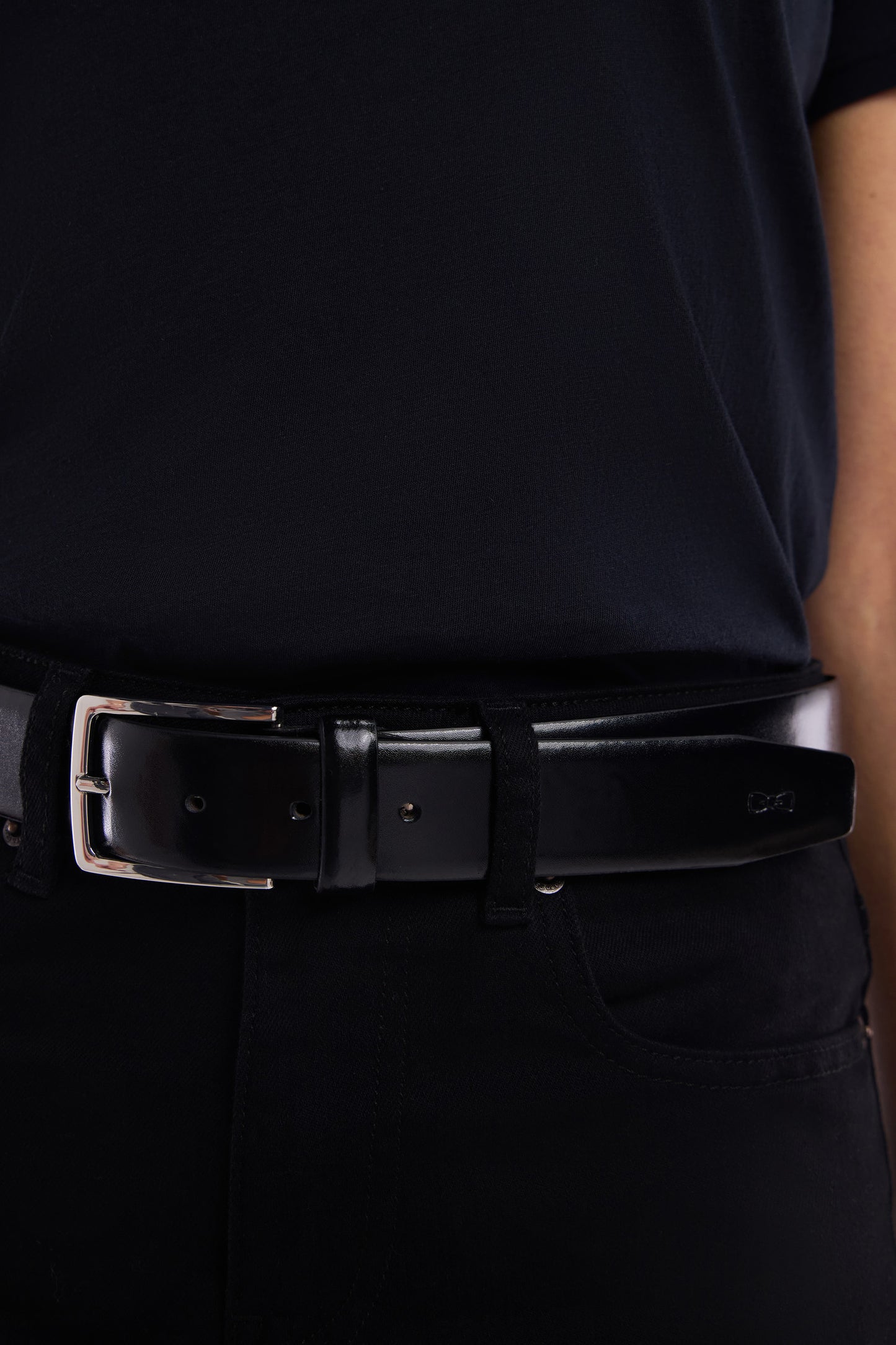 Ceinture en cuir lisse noire