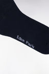 Navy stretch cotton-blend socks with full-rim trim