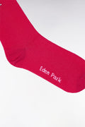 Chaussettes en coton stretch mélangé rose fuchsia à bordures cerclées