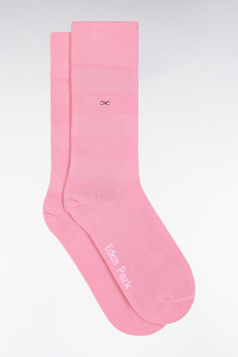 Chaussettes cerclées en coton stretch mélangé roses - Image 1