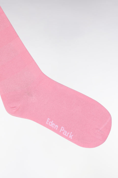 Chaussettes cerclées en coton stretch mélangé roses - Image 2
