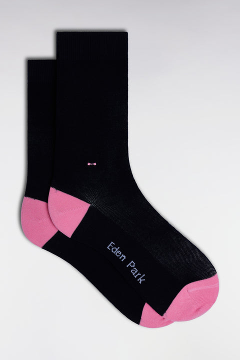 Chaussettes unies en coton stretch mélangé marine - Image 1