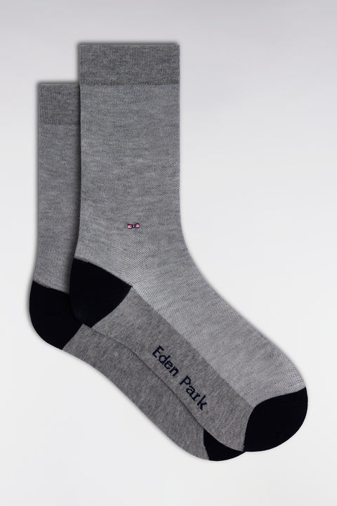 Plain grey stretch cotton-blend socks - Image 1