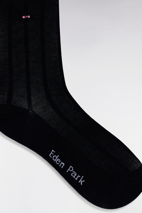 Chaussettes en coton stretch mélangé rayures verticales marine - Image 2