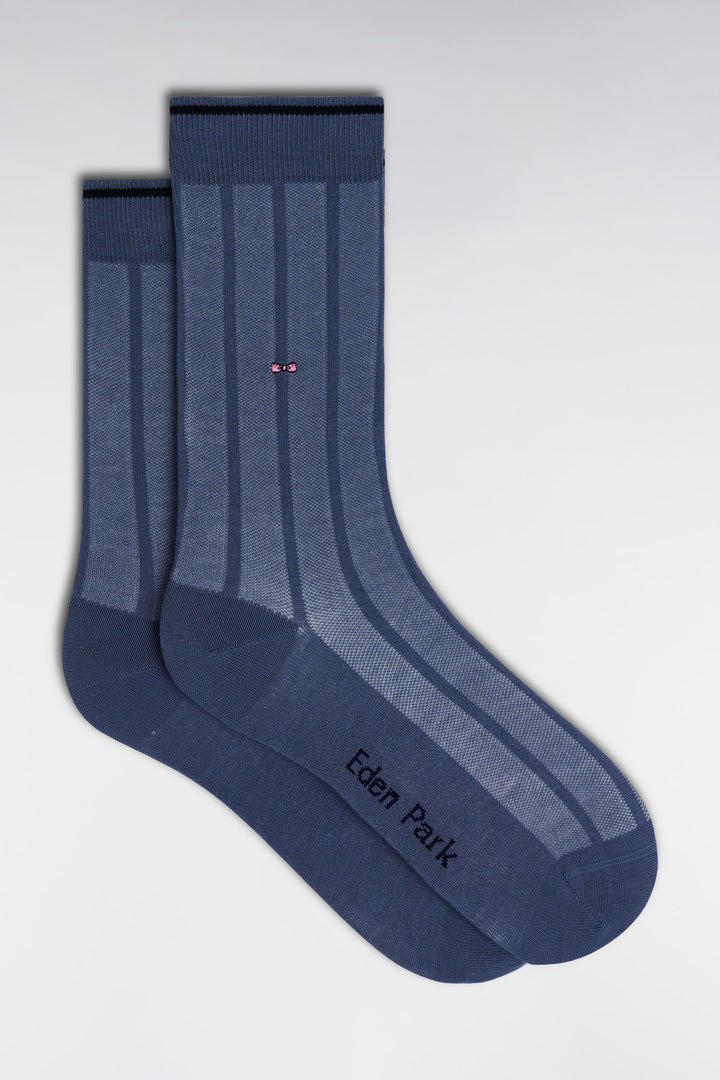 Chaussettes en coton stretch mélangé rayures verticales grises