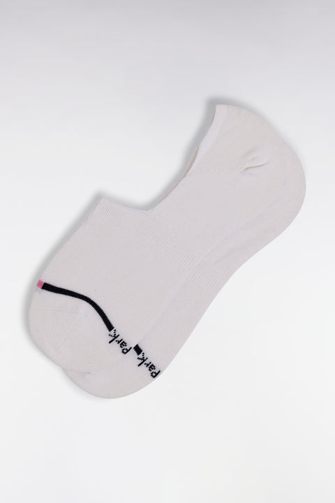 Chaussettes basses en coton stretch mélangé blanches liseré marine - Image 1