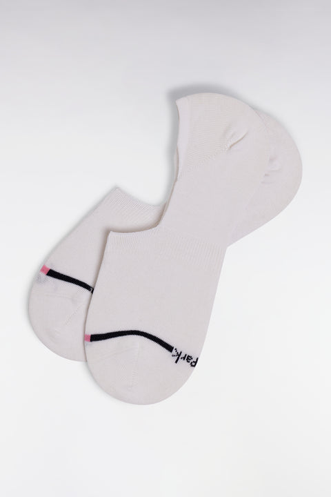 Chaussettes basses en coton stretch mélangé blanches liseré marine - Image 2