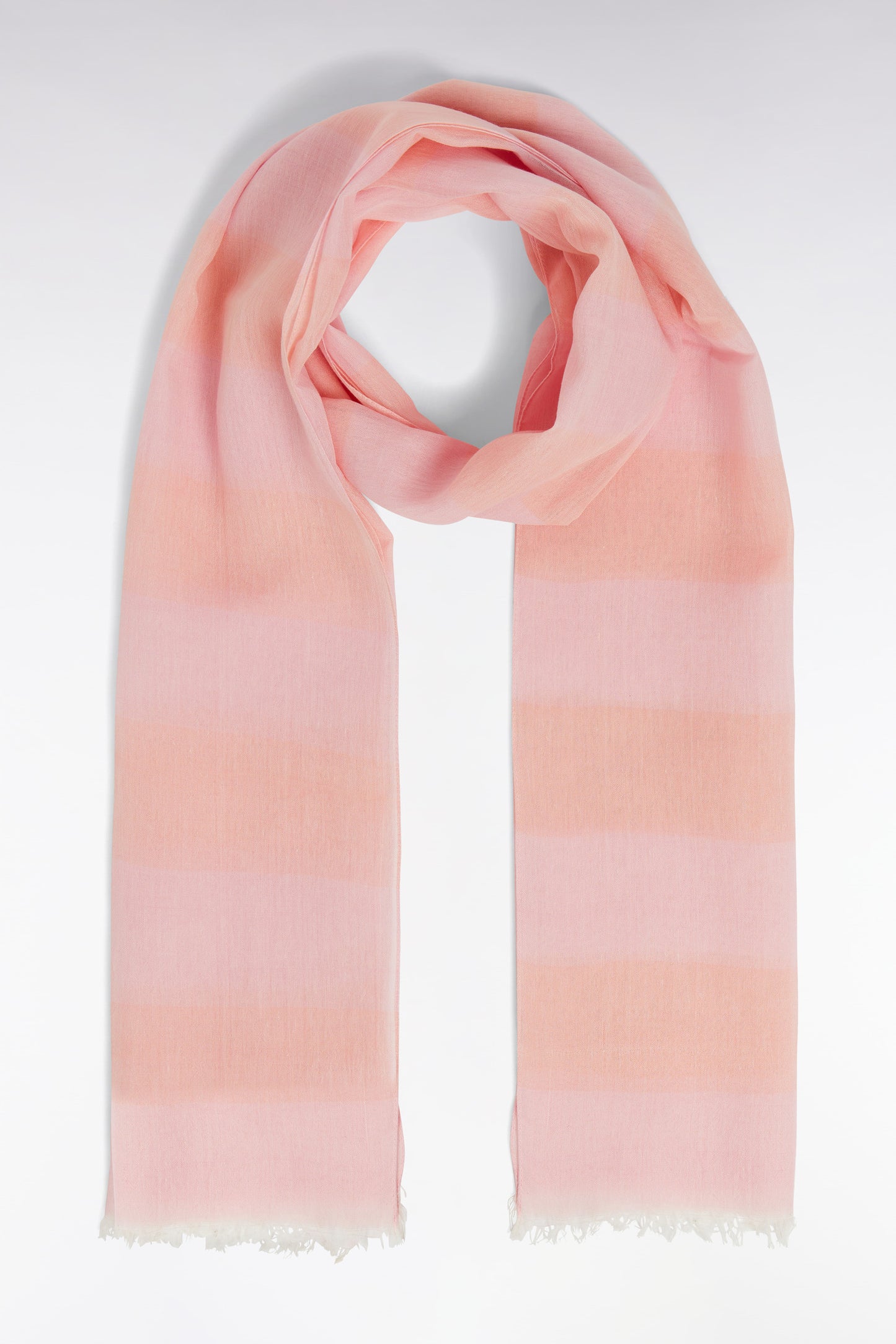 Pink striped cotton-blend chèche
