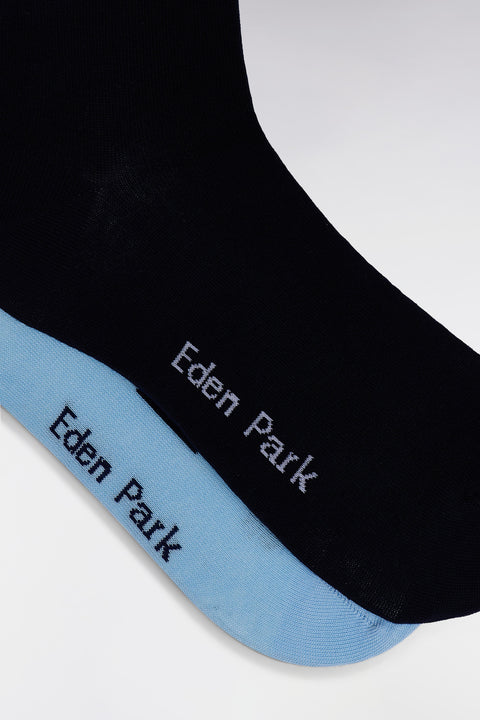 Pack of 2 pairs of stretch cotton socks in sky blue and navy - Image 2