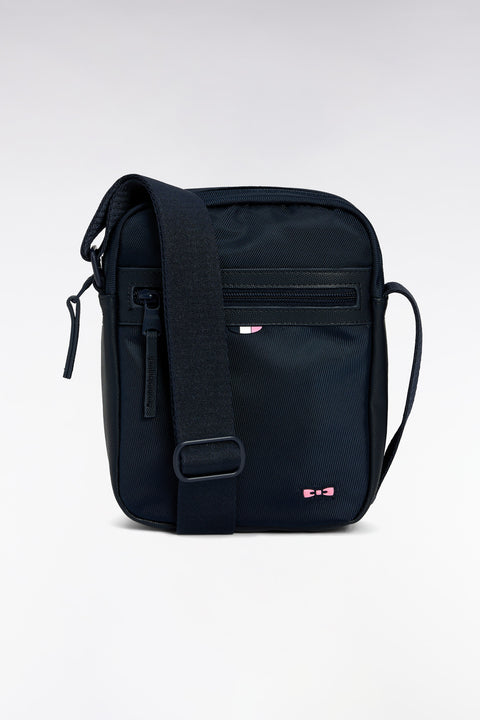 Black canvas and leather messenger bag - Image 1