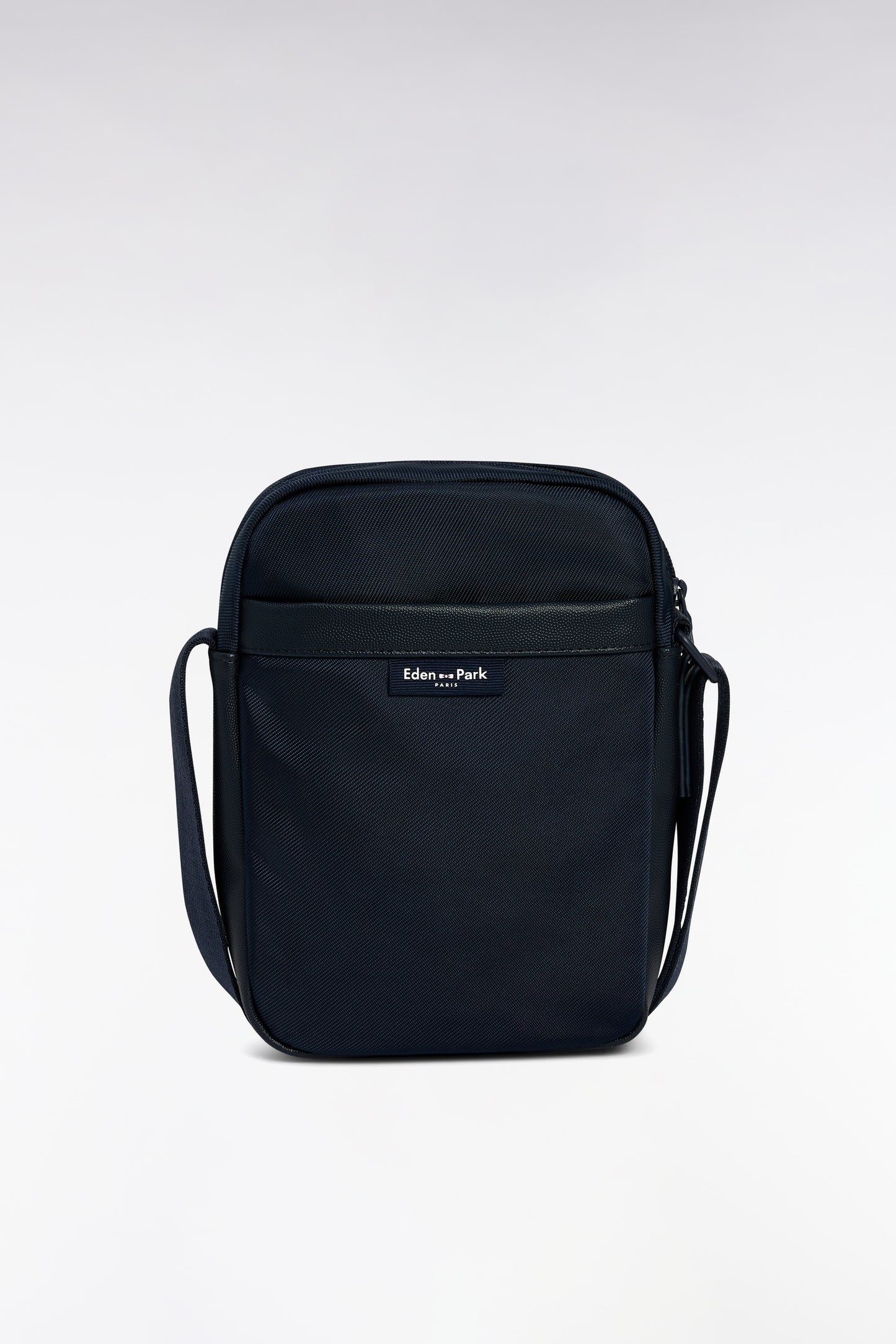 Sac besace toile et cuir marine