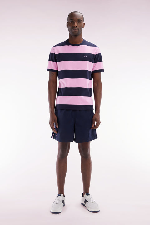Navy swimsuit with tricolor details - Image 1