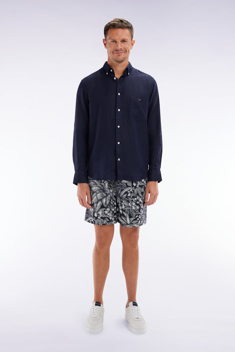 White jungle print navy swimsuit - Image 1