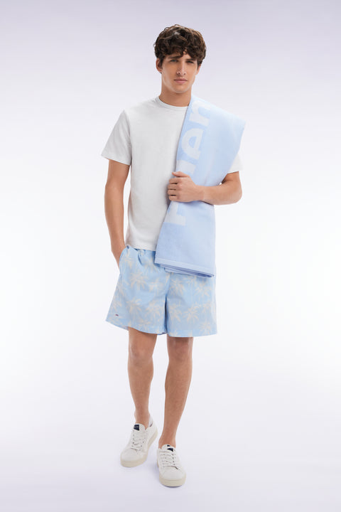 Sky blue swimsuit with palm tree print - Image 3