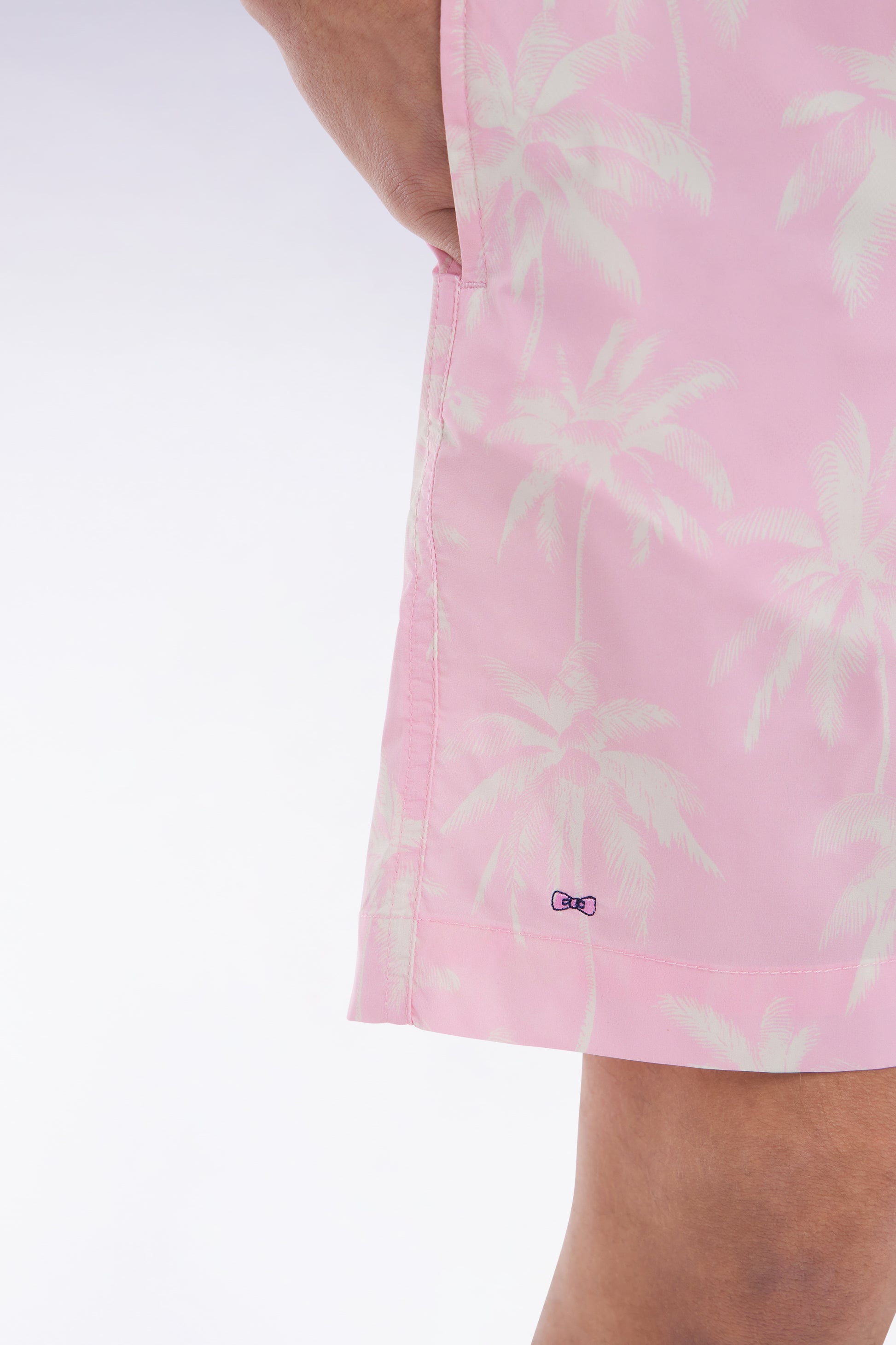 Maillot de bain rose imprimé palmiers