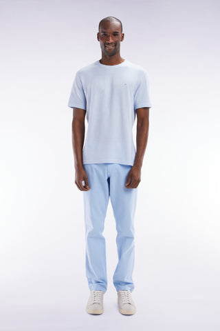 Straight-cut light grey stretch cotton and linen pleat-free chinos