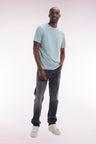 Straight cut dark grey stretch denim 5-pocket jeans