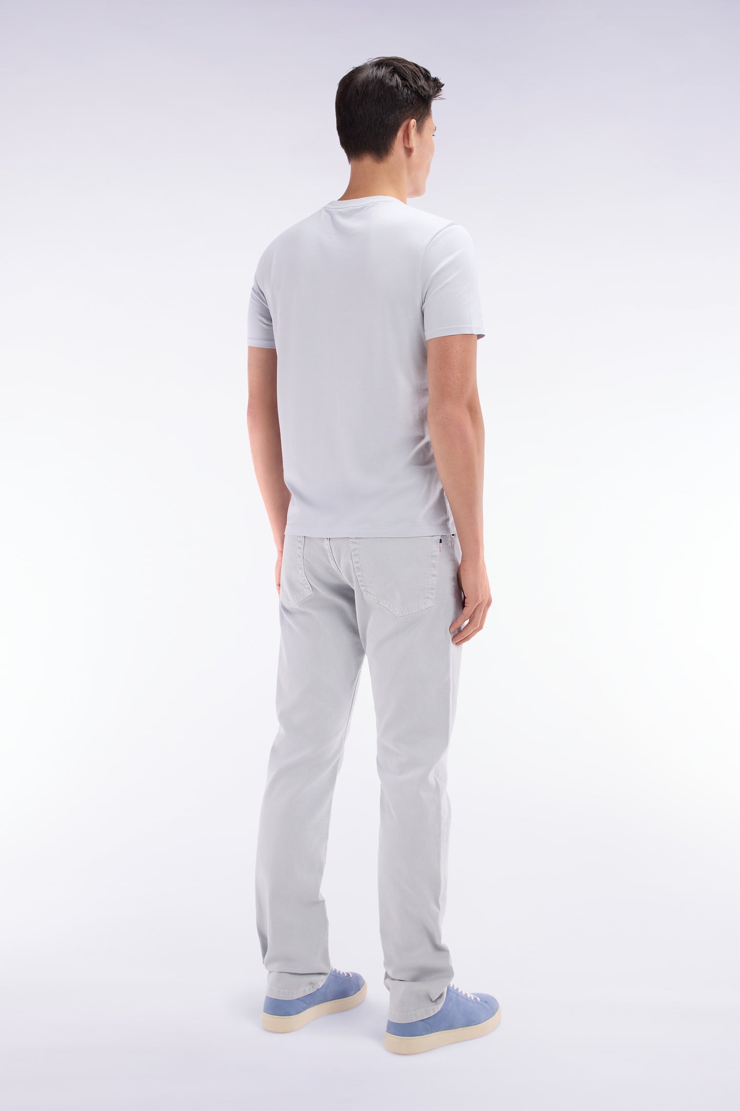 Straight-cut light grey stretch denim 5-pocket jeans