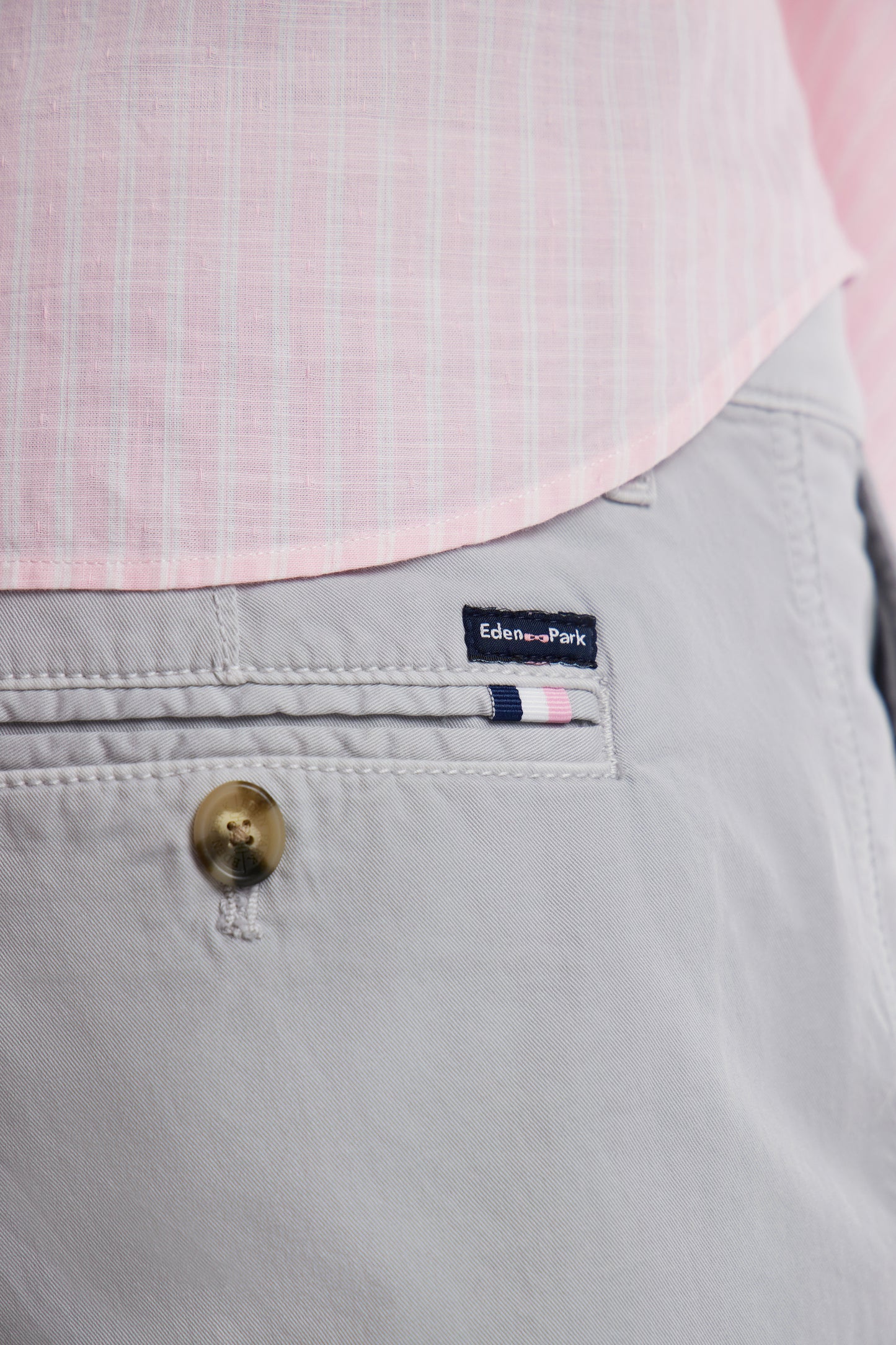 Grey straight-cut stretch cotton chino Bermuda shorts