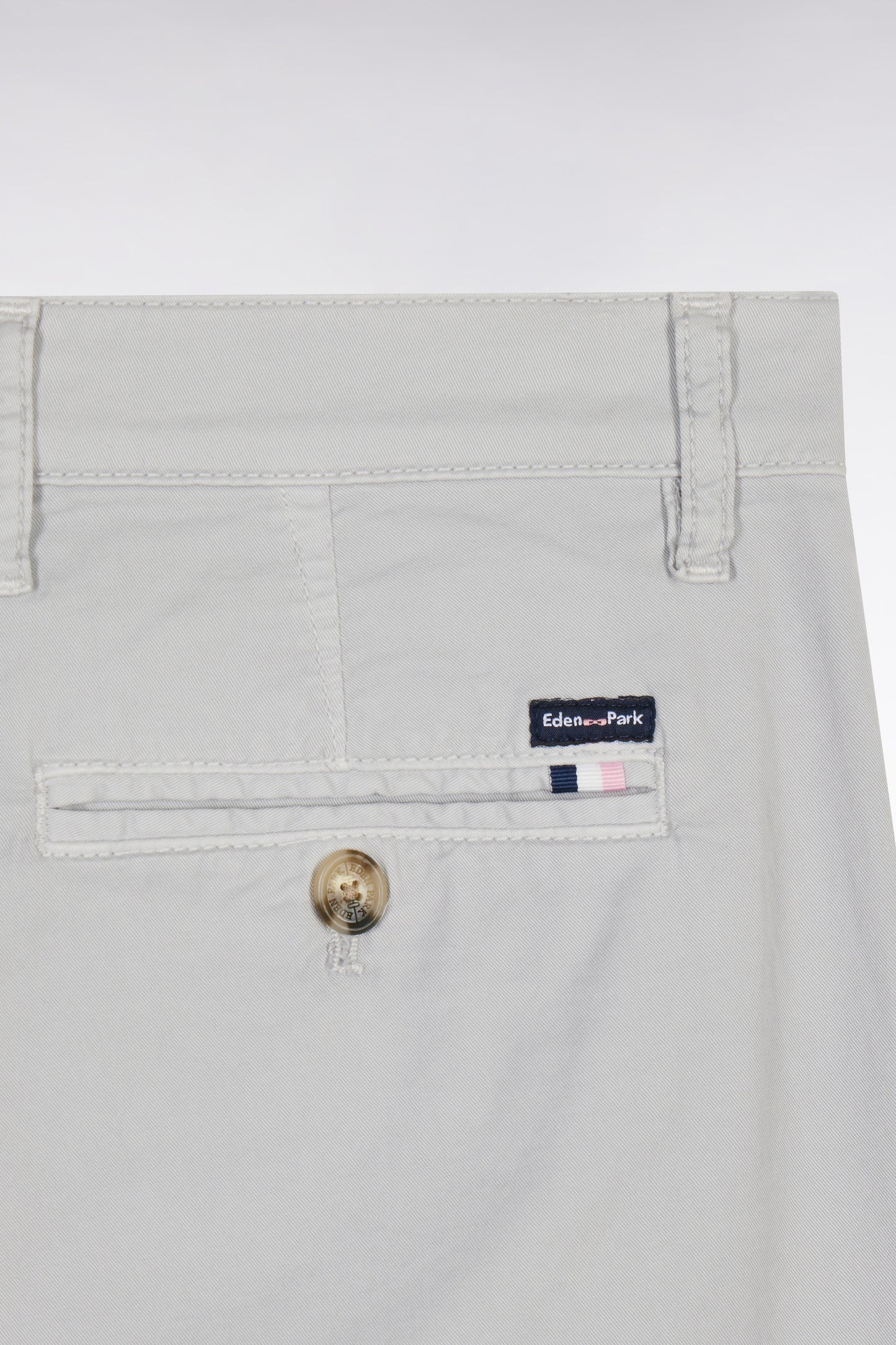 Grey straight-cut stretch cotton chino Bermuda shorts